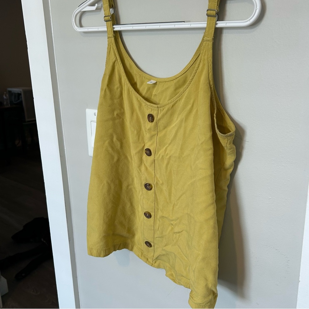 Barley worn Women's Yellow Button-Front Tank Top